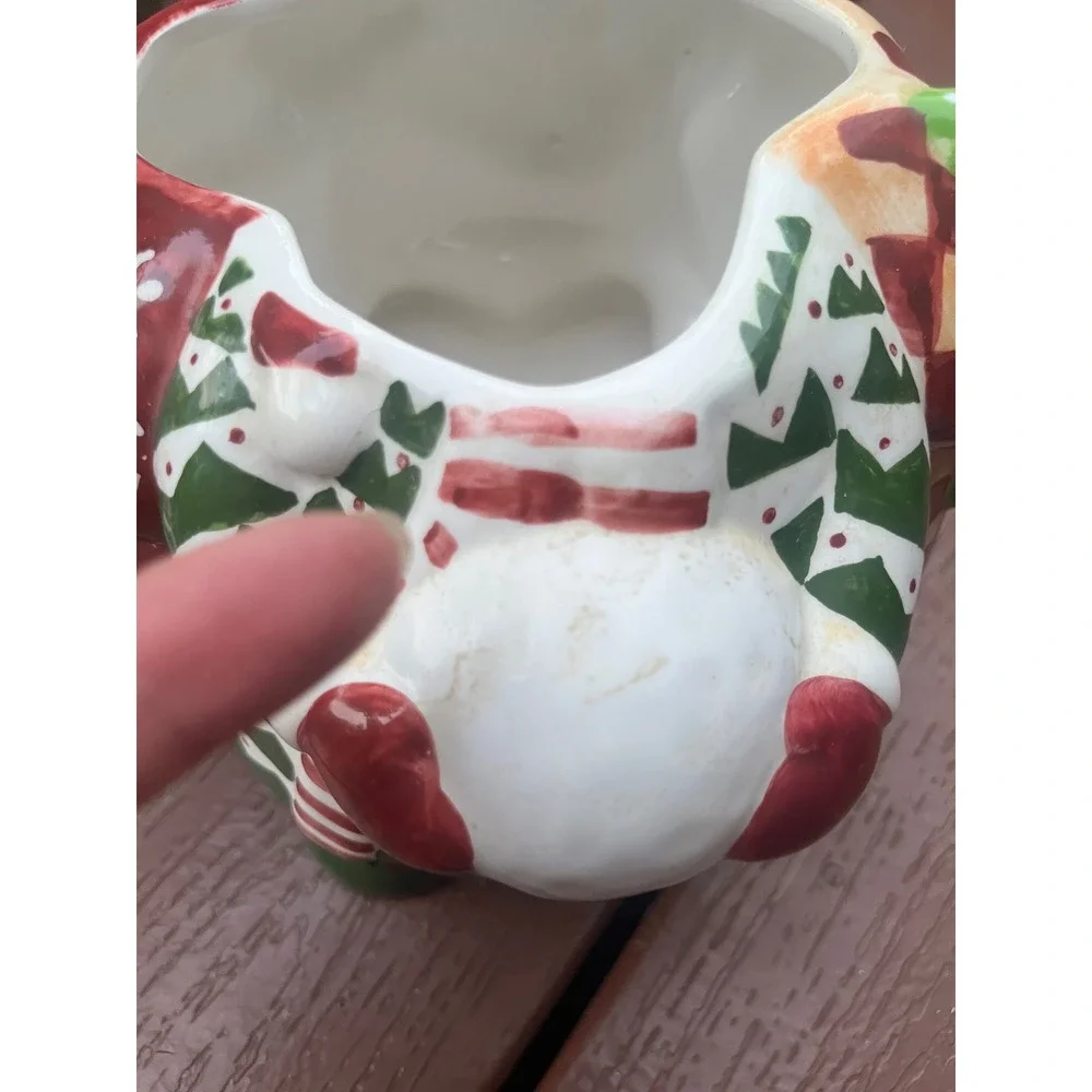 Vintage Christmas Snowman Trio Ceramic Cookie Jar Hand Painted Holiday Decor